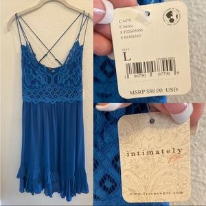 NWT Intimately Free People strappy Baltic blue lace sundress cover up